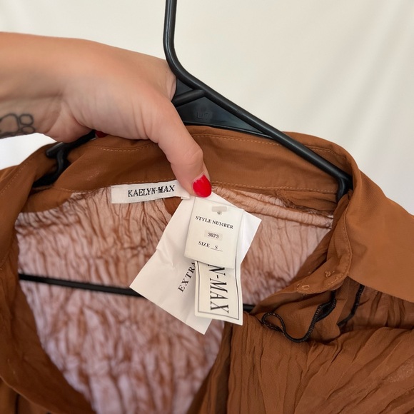 Vintage Rust/Brown Ruffle Long Sleeve Blouse - Picture 6 of 6